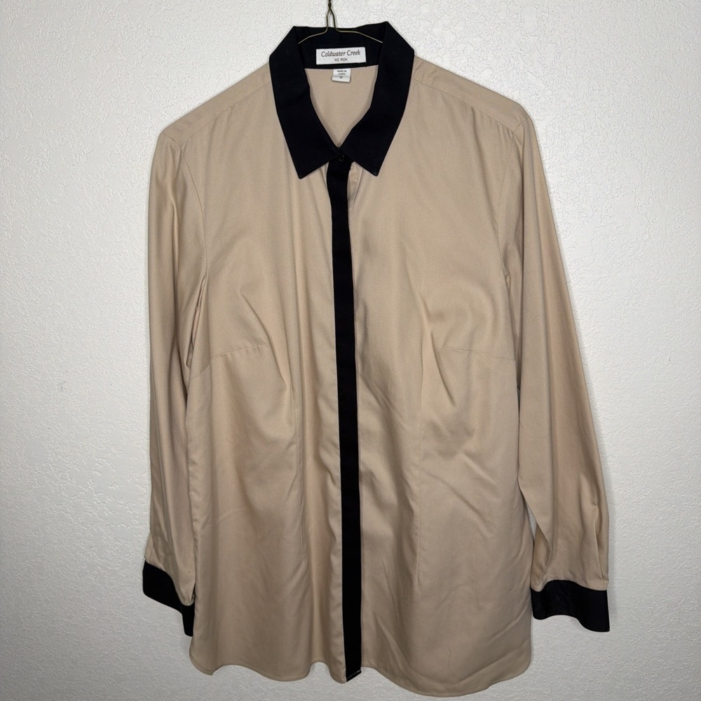 Coldwater Creek No Iron Tunic Top Women 16 Button Up Office Career